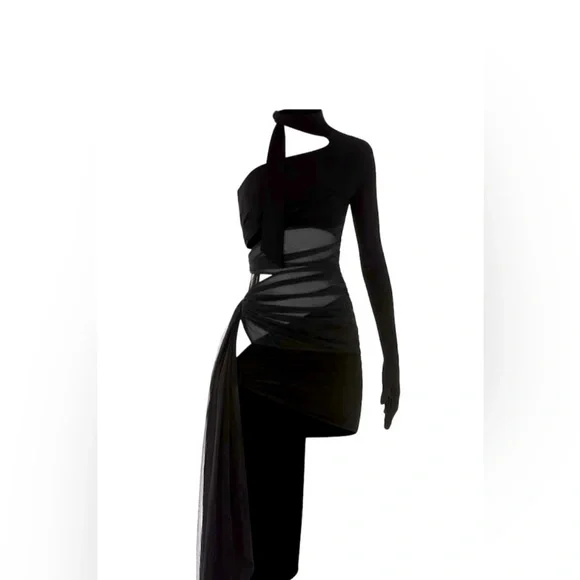 NWT Mugler H&M Knot-detail One-shoulder Dress